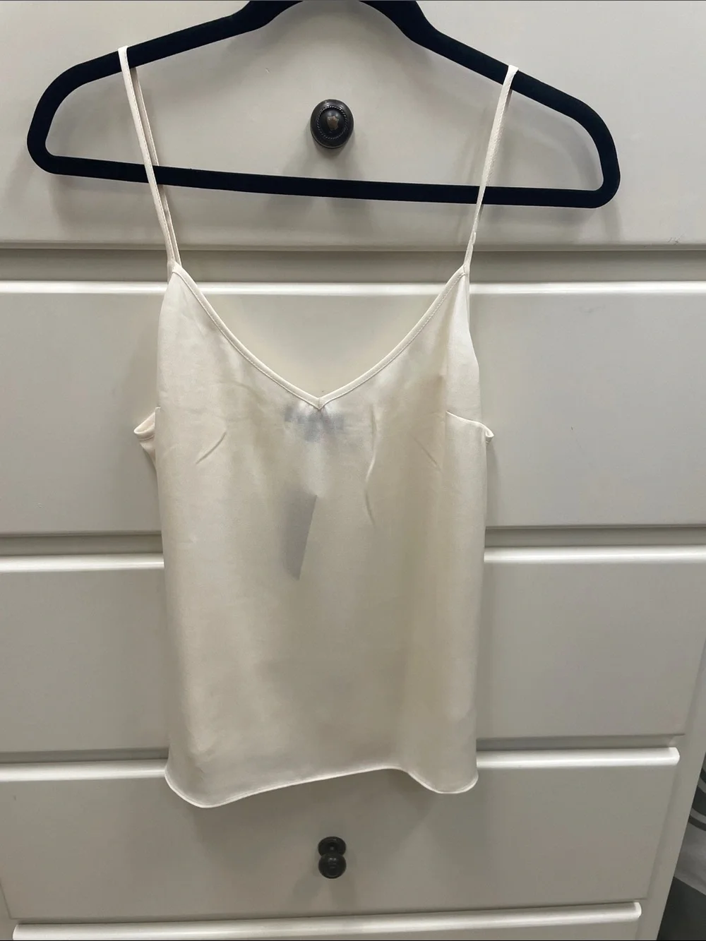 J. Crew Satin V-Neck Spaghetti Strap Tank - Cream